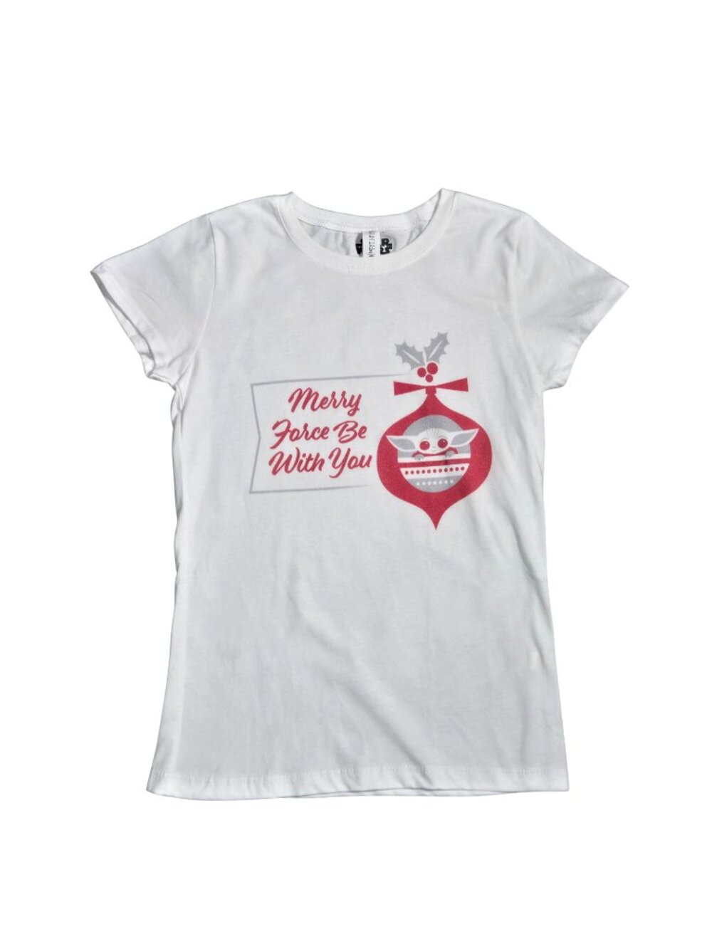 NWOT | Star Wars "Merry Force Be With You" Graphic T-Shirt | Grogu | White | 10/